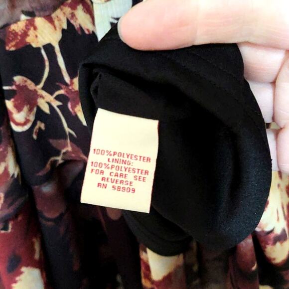 Reba floral chiffon ruffle maxi dress dark colors size M - Picture 8 of 8